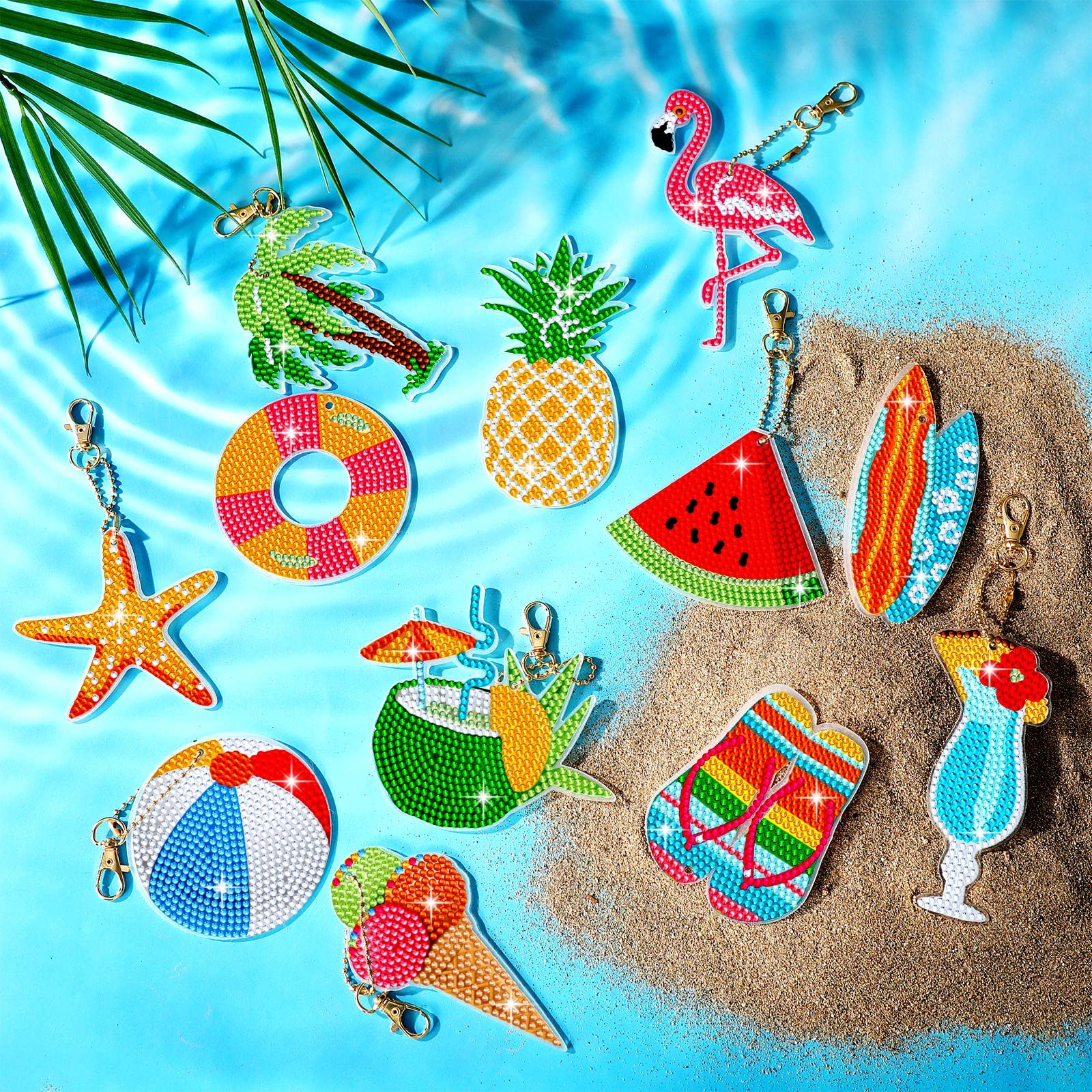 Amazon.com: Thinkday 12 Pack Summer Diamond Painting Keychain Kits